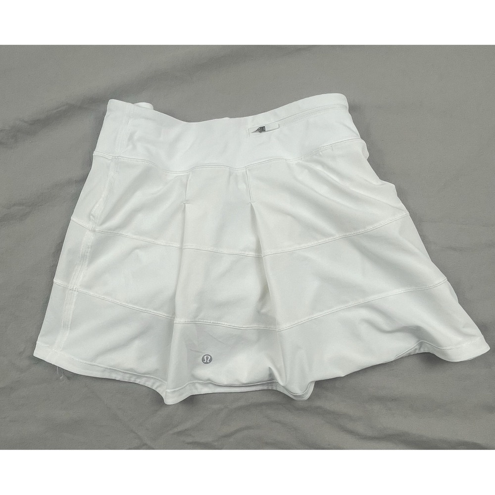 Lululemon Pace Rival Mid-Rise Skirt White Size 8 Pleated Tennis Golf Skort